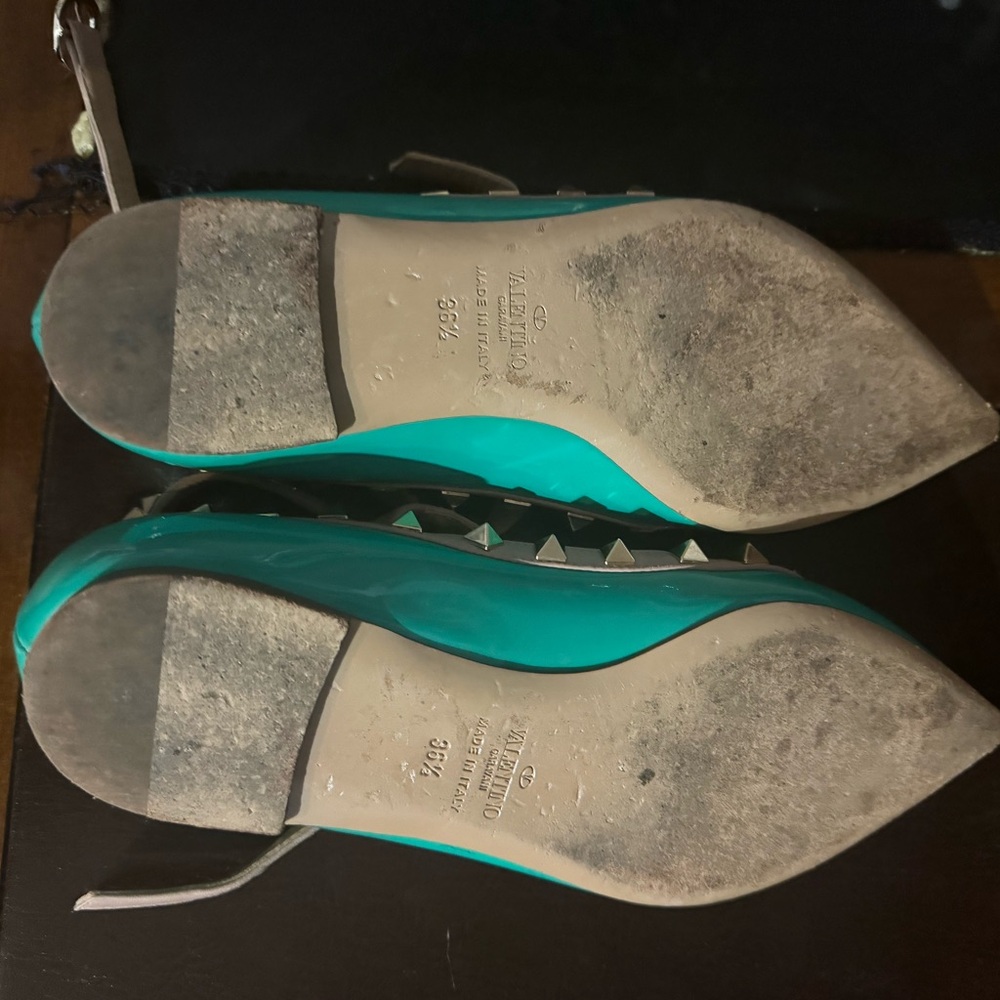 Valentino Rockstud Seafoam Blue Flats -36.5 - Picture 4 of 16